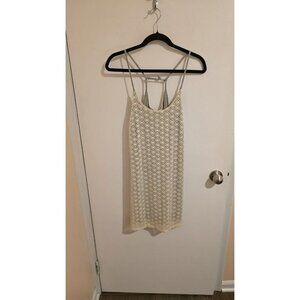Mahina Mini Dress Straps Ivory Gray Pattern Womens Size Medium Cocktail Beachy